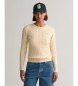 Gant Beige crew neck knitted jumper with eights