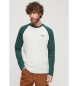 Superdry Essential baseball t-shirt lange mouw wit, groen