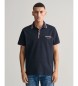 Gant Navy Two-Tone Ribbed Pique Polo Shirt