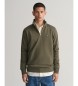 Gant Shield sweatshirt med halv lynls, grn