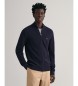 Gant Cardigan con cerniera in piqué di cotone blu navy