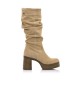 Mustang Botte en cuir Sixties Beige - Hauteur du talon 8cm