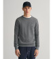 Gant Grauer Baumwoll-Piqué-Pullover mit Rundhalsausschnitt
