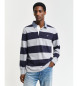 Gant Schweres gestreiftes Poloshirt aus Chambray Grau Polohemd