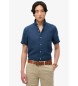 Superdry Camisa de manga curta em linho azul-marinho para férias