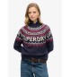 Superdry Fairisle marineblå trøje