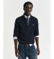 Gant Maglione blu navy in maglia a trecce con mezza zip