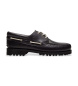 Timberland Sapatos de barco de couro com 3 ilhós preto