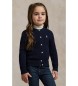 Polo Ralph Lauren Cardigan en coton, au point de maille en huit, couleur bleu marine