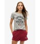 Superdry Grå, figursydd T-shirt med tryck i Athletic-stil
