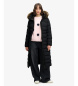 Superdry Zwarte gevoerde jas met capuchon Hooded Faux Fur Fuji Longline