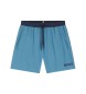 BOSS Sunga tipo shorts com logotipo e acabamentos em contraste azul