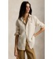 Polo Ralph Lauren Lanena srajca Classic Fit s progami, bež barve
