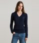 Lauren Ralph Lauren Maglione da cricket in punto trecce blu marino