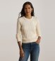 Lauren Ralph Lauren Maglione in punto trecce con bottoni beige