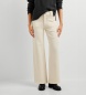 Pepe Jeans Calça Wide Crop Tania Pocket branco quebrado