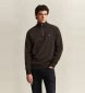 Gant Felpa Shield con mezza zip marrone scuro