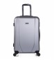ITACA Średnia walizka podróżna na 4 kółkach 71160 srebrna -65x44x24cm