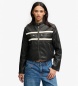 Superdry Czarna kurtka motocyklowa ze skóry ekologicznej