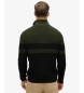 Superdry Olive green, black striped Cotton Classics Henley jersey