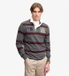 Superdry Polo rugby Double Emblem Stripe gris