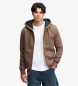 Superdry Sudadera con capucha y cremallera Borg Lined marrón