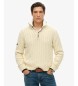 Superdry Pull à demi-fermeture éclair Cotton Classic Cable 1/2 blanc crème