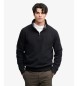 Superdry Pulover s pol zadrgo Essential Serif Logo Half črn