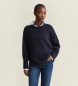 Gant Marineblauwe trui met ronde hals