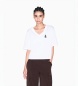 A|X Armani Exchange White cropped V-neck t-shirt