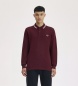 Fred Perry Polo Twin Tipped de manga comprida bordô