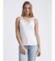 Admas T-shirt sans manches Guipur blanc avec encolure en guipure blanche