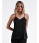 Admas T-shirt con scollo a strappo in pizzo nero