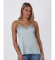 Admas T-shirt con scollo a strappo in pizzo turchese