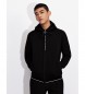 Armani Exchange Black open hooded fleece sweatshirt with black hood