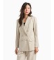 Armani Exchange Halvstrukturerad dubbelknäppt blazer med beige tonala gummiknappar