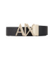 Armani Exchange Cinto de couro preto, azul-marinho