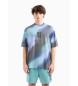 Armani Exchange T-shirt blu in jersey di cotone