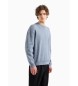 Armani Exchange ASV round neck blue jacquard checked jumper