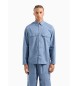 Armani Exchange Loose-fitting cotton twill shirt with pockets  blue