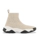 Armani Exchange Sock-like trainers in stretch fabric with all-over beige logo