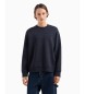 Armani Exchange Crewneck-sweatshirt med regenererad bomull och ton-i-ton-logotyp över hela det marinblå plagget