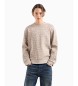 Armani Exchange Sweater met ronde hals, geregenereerd katoen en ton sur ton logo in beige.