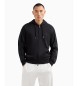 Armani Exchange ASV hooded sweatshirt with interlock fastening in black cotton