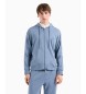 Armani Exchange ASV hooded sweatshirt with interlock fastener in blue cotton