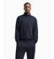 Armani Exchange Sweat entirement zipp avec col mao en coton interlock marine