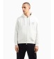 Armani Exchange Hooded sweatshirt with full zip in white laminated stretch cotton-polyester