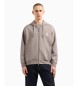 Armani Exchange Hooded sweatshirt with full zip in grey stretch cotton-polyester laminated stretch cotton