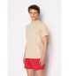Armani Exchange T-shirt beige con logo laterale