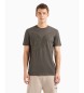 Armani Exchange Normal geschnittenes T-Shirt mit Adler-Stickerei aus grünem ASV-Strickjersey